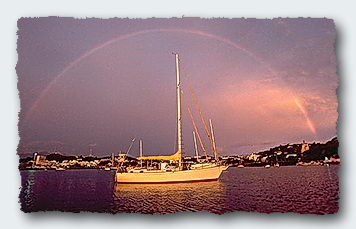 A rainbow arcs over Moira in Noumea. © 